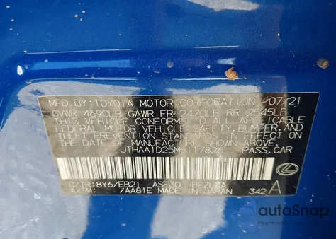 2021 Lexus Is 300 z USA, uszkodzony, nr VIN JTHAA1D25M5117826